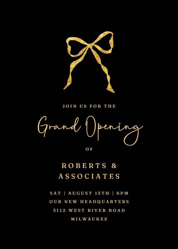 Golden ribbon - grand opening invitation